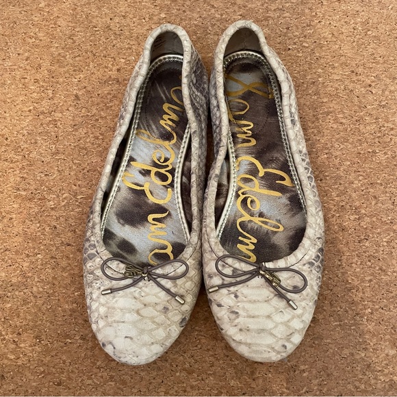 Sam Edelman Felicia Ballet Flat Embossed Leather Python Snake Print Size 7 shoes - Picture 2 of 10